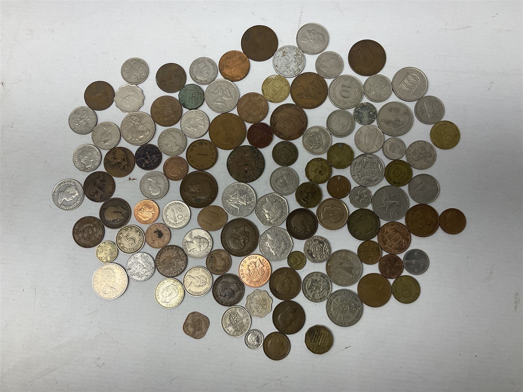 Pair of 9ct gold heart design hoop earrings and 9ct gold pearl earring together with a small collection of silver, costume jewellery and a collection of stamps including some useable postage 