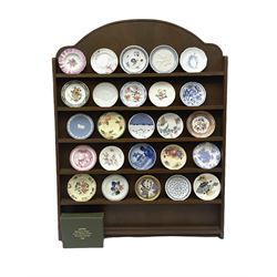 Franklin Mint miniature plates, Plates of the World's Great Porcelain Houses, including Royal Doulton, Limoges, Hutschenreuther, Lladro, with display shelf and certificates