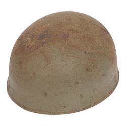 WWII MKII British Army steel helmet, together with British dispatch rider helmet,  French M26 and one other 