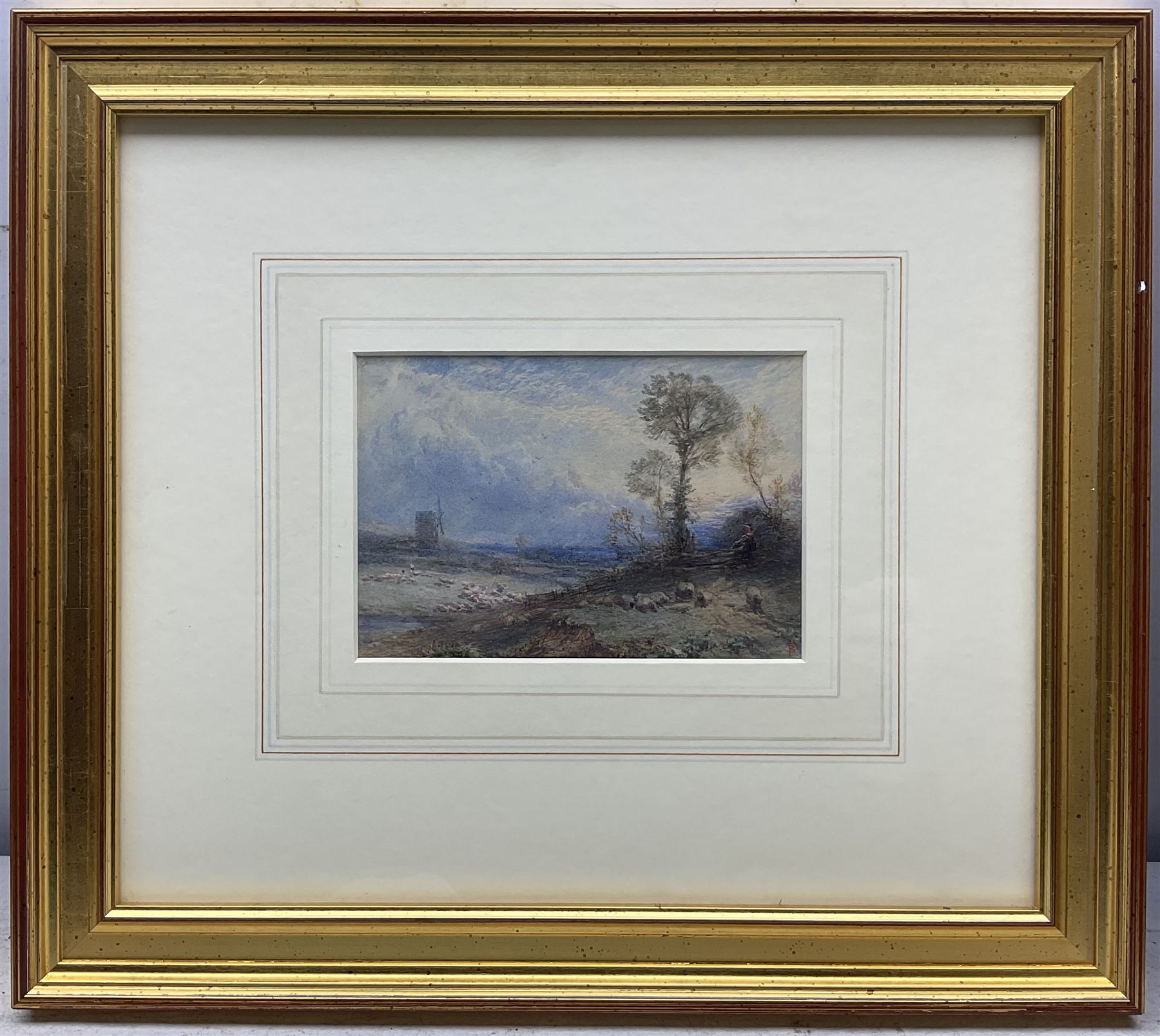 Myles Birket Foster RWS (British 1825-1899): The Flock at Sunset, watercolour signed with monogram 11cm x 16cm 
Provenance: private collection, purchased James Alder Fine Art, Hexham