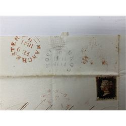 Queen Victoria penny black stamp on letter / entire, red MX cancel