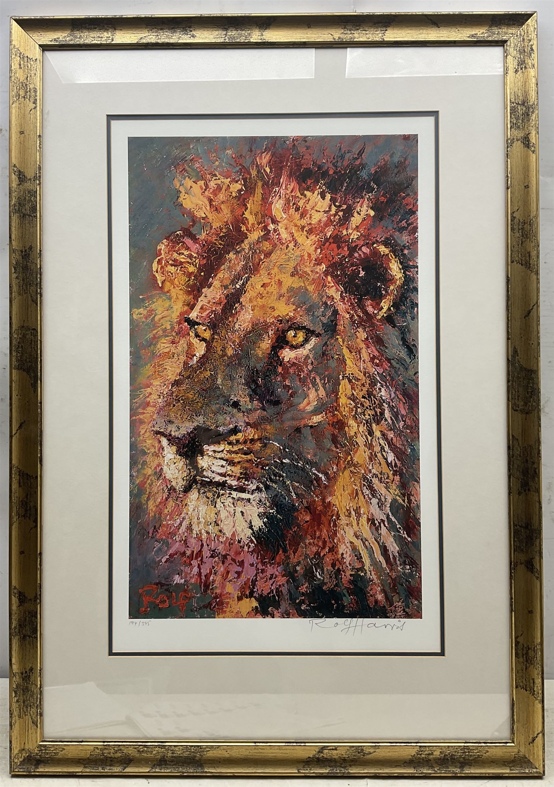 Rolf Harris (Australian 1930-): 'The Straw Hat' 'The Red Umbrella' and 'Sunset Lion', three limited edition  giclee prints signed and numbered 268/695, 175/195 and 194/345 in pencil, max 60cm x 36cm (3)