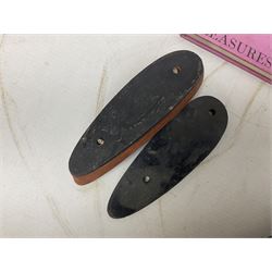 George V 1897 pattern Infantry officers sword, the 82cm single fullered blade with traces of etched detail and George V crown cipher, the ricasso marked Hawksworth Sheffield, pierced half basket hilt with George V cypher, wire-bound fish-skin grip with brass pommel and backstrap; in leather scabbard L102cm overall; together with two sectional gun cleaning rods; swagger stick made of leather strips etc