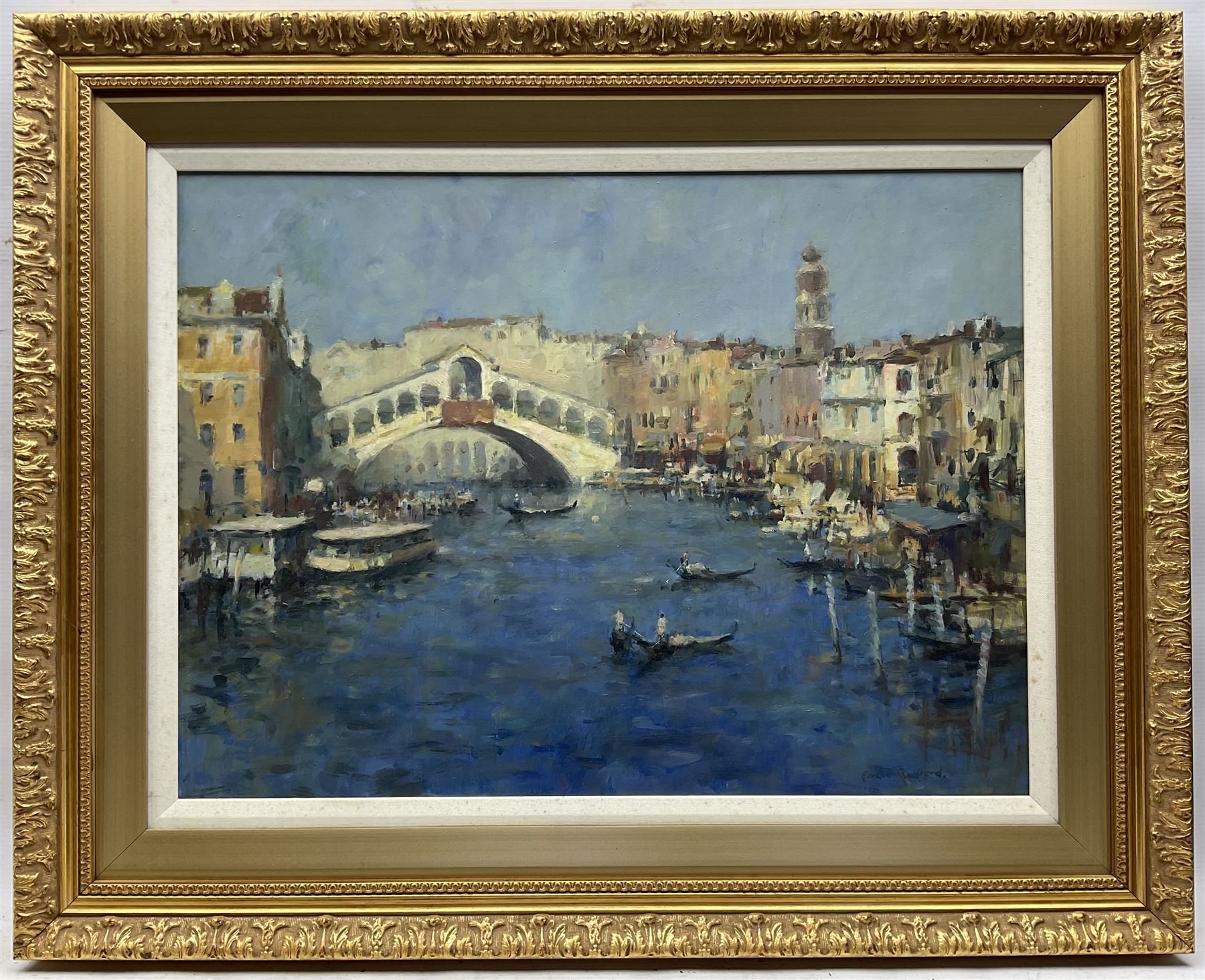 Gordon Radford (British 1936-2015): The Rialto Bridge - Venice, oil on board signed 45cm x 60cm