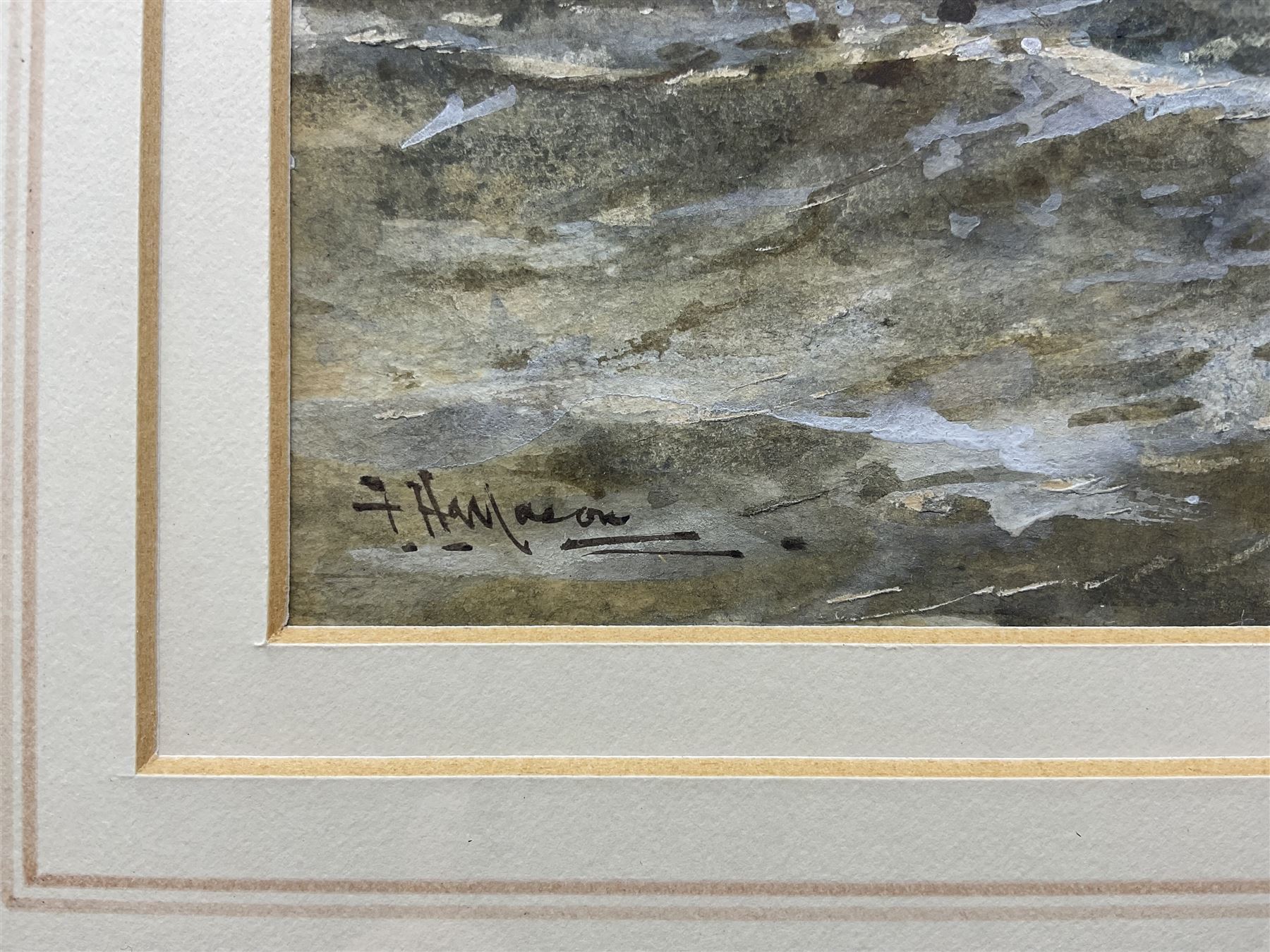 Frank Henry Mason (Staithes Group 1875-1965): Ships Returning to Calais and Shipping off the Coast, possibly St Andrews, pair watercolours heightened in white signed 15cm x 23cm (2)