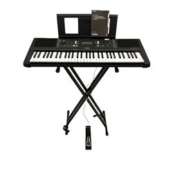 Yamaha PSR E363 keyboard, with stand, foot pedal and instructions