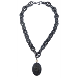  Victorian vulcanite locket necklace  