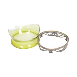 Art Nouveau pewter centre piece, modelled as a female figure upon a circular base raised  on four whiplash feet (a/f),  H28cm 