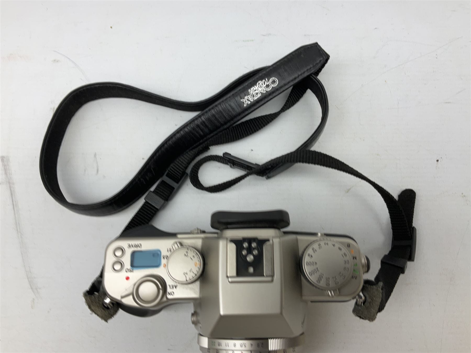 Contax Aria 70 Years model 35mm SLR film camera body, with 'Carl Zeiss Tessar 2,8/45 8839492' lens