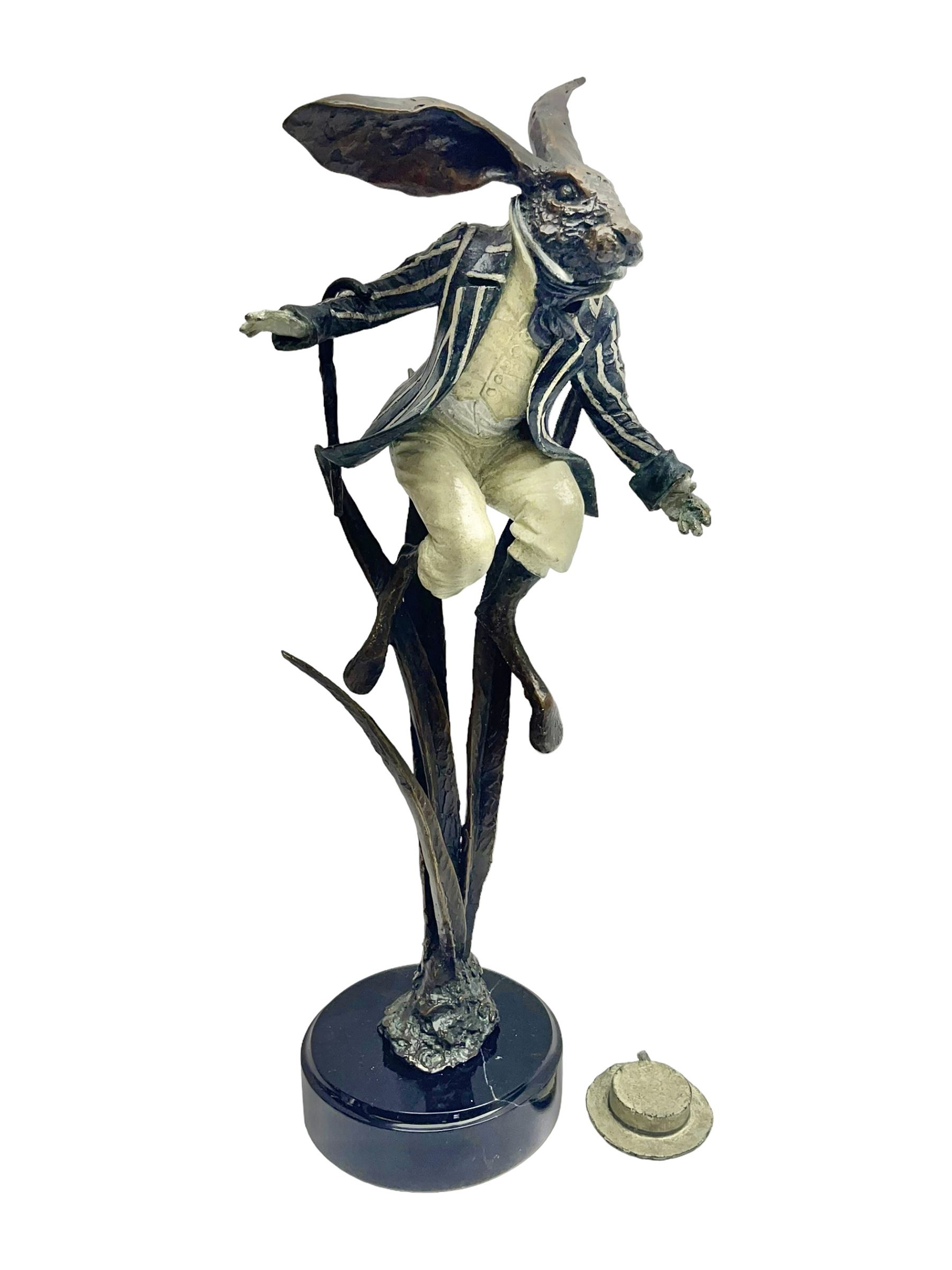 Rachel Talbot (British 1980-), Water Meadow Merriment, limited edition bronze sculpture, modelled as a hare in boating attire, upon a polished marble base, H37cm