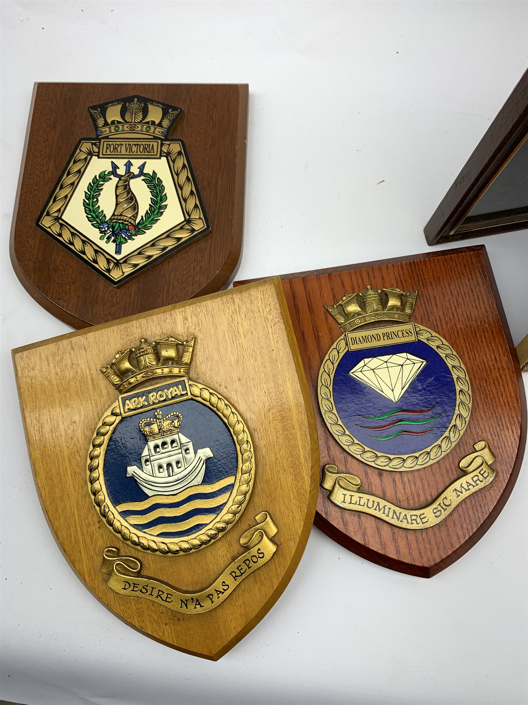 Items of Maritime or Naval interest including two naval hats, one with 'H.M.S. Richmond' tally, the other with 'H.M.S. Pembroke' tally, framed prints etc