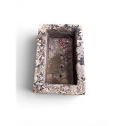 19th century weathered stone planter of rectangular form 