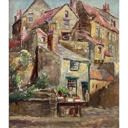 Owen Bowen (Staithes Group 1873-1967): 'Jennie Waites - The Village Greengrocer Robin Hood's Bay', oil on canvas board unsigned c.1900, titled in the artist's hand verso (within the frame) 35cm x 30cm