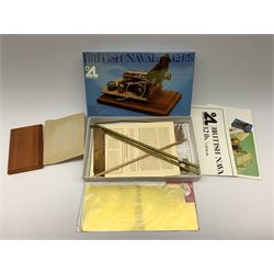 Three Artesania Latina wood and brass model kits of cannons including British 9lb, Naval 24lb and British Naval 12lb; all boxed with instructions and components in factory sealed transparent packaging (3)
