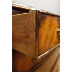  20th century figured mahogany chest, four graduating drawers on bracket feet, W80cm, H84cm, D50cm  