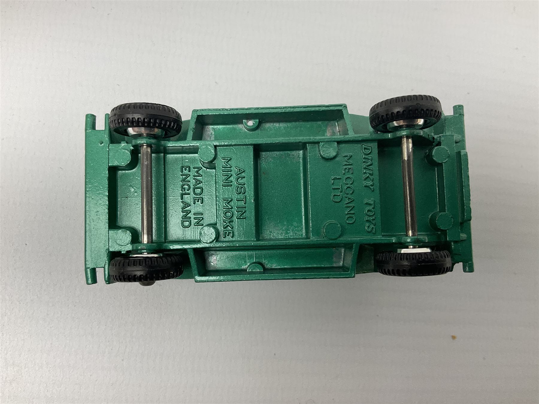 Dinky - Mercedes Benz Racing Car RN 36, No.237; Motorway Police Car No.269; Austin Mini-Moke No.342; Beechcraft S 35 Bonanza Aircraft with two pieces of luggage No.710; all boxed: and Rolls Royce Phantom V Limousine No.152; box base only with no cover (5)