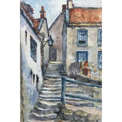 James Ulric Walmsley (British 1860-1954): Street in Robin Hood's Bay, watercolour signed