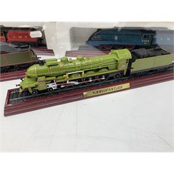 Seven Collectable Model Locomotive, comprising Schools Class 220 SR, King Class GWR, P8 Class, A4 Class 'Mallard', Duchess LMS, PLM Pacific, PLM Mountain Class, 