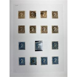 Canada Queen Victoria and later stamps, including 1852-57 six pence, ten pence etc, duplicates throughout showing variation, various King Edward VII issues, stamps on covers, Queen Elizabeth II unused blocks etc, housed in an album