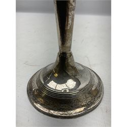 Early 20th century Silver mounted candlestick, with filled base, hallmarked London 1911, H20cm