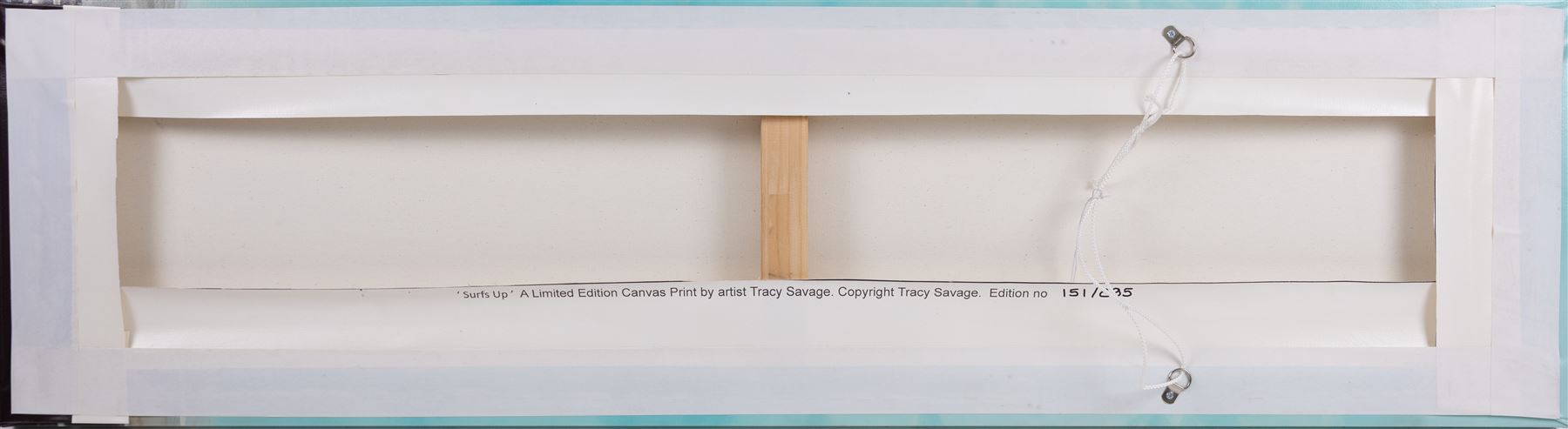Tracy Savage (Scarborough 1963-): 'Surf's Up', limited edition canvas print, titled and numbered 151/295 verso 114cm x 31cm (unframed)
