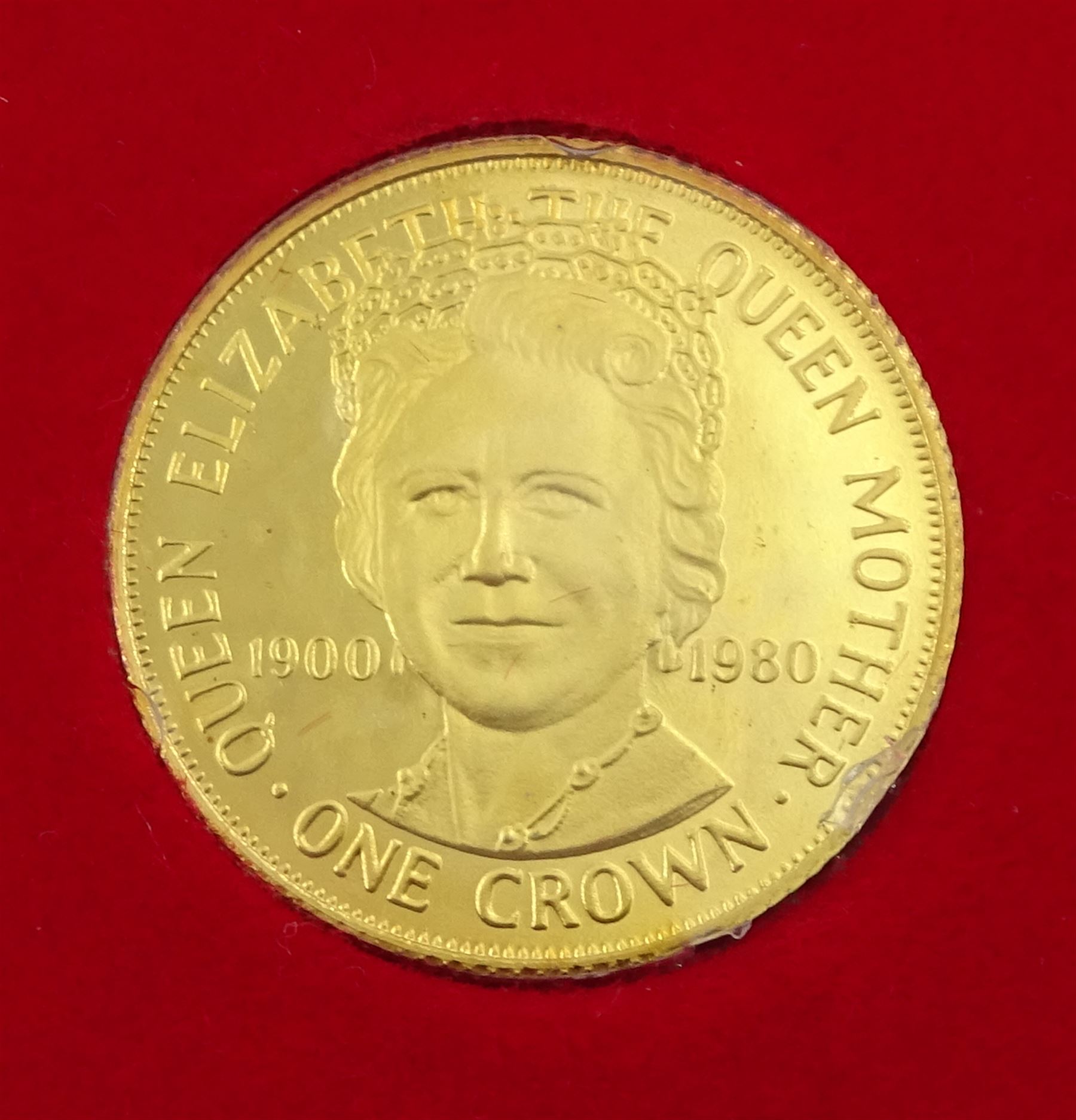 Isle of Man 1980  'Queen Mother's 80th Birthday', 9ct gold crown, boxed with certificate