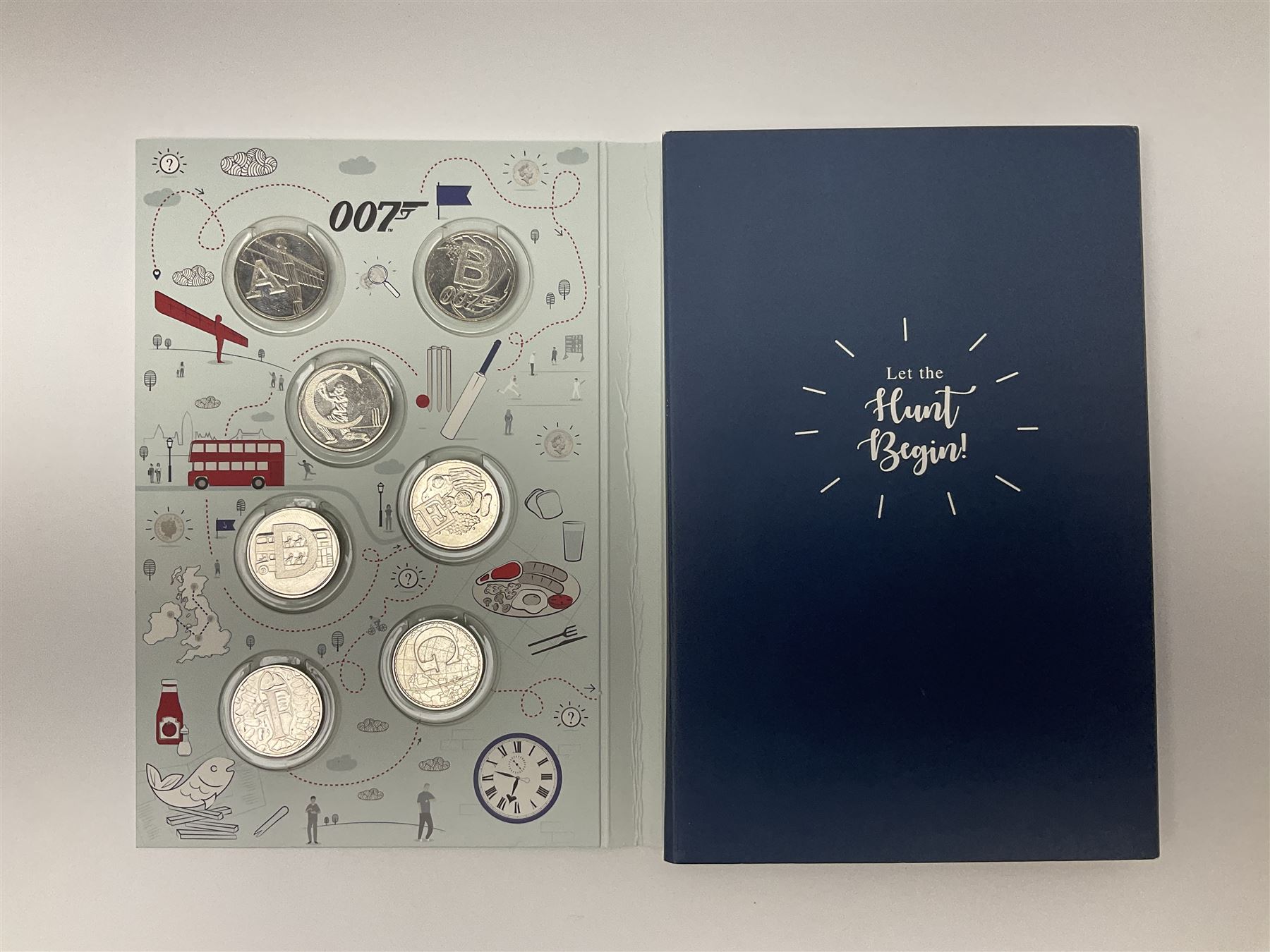 The Royal Mint 'The Great British Coin Hunt Quintessentially British A to Z' 2018 ten pence coin set, in card folder