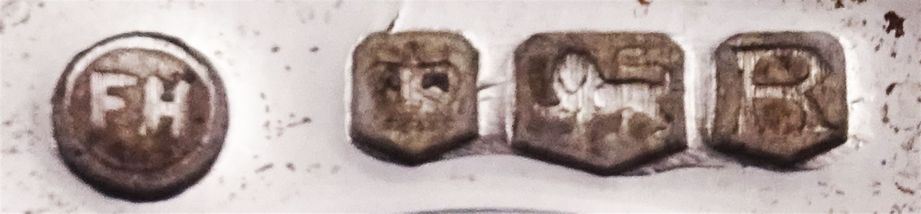 Pair of mid 20th century silver horseshoe napkin rings, hallmarked Francis Howard Ltd, Sheffield 1959, in velvet and silk lined fitted case, together with a Norwegian silver open salt, in the form of a Viking long boat, stamped 925 S Sterling Norway to base, with Norwegian silver salt spoon, stamped Sterling Norway and blue glass liner, H4.4cm, approximate weighable silver 2.5 ozt (77.6 grams)