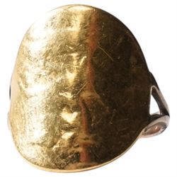 King Edward VII gold half sovereign coin curved ring, on soldered 8ct gold shank