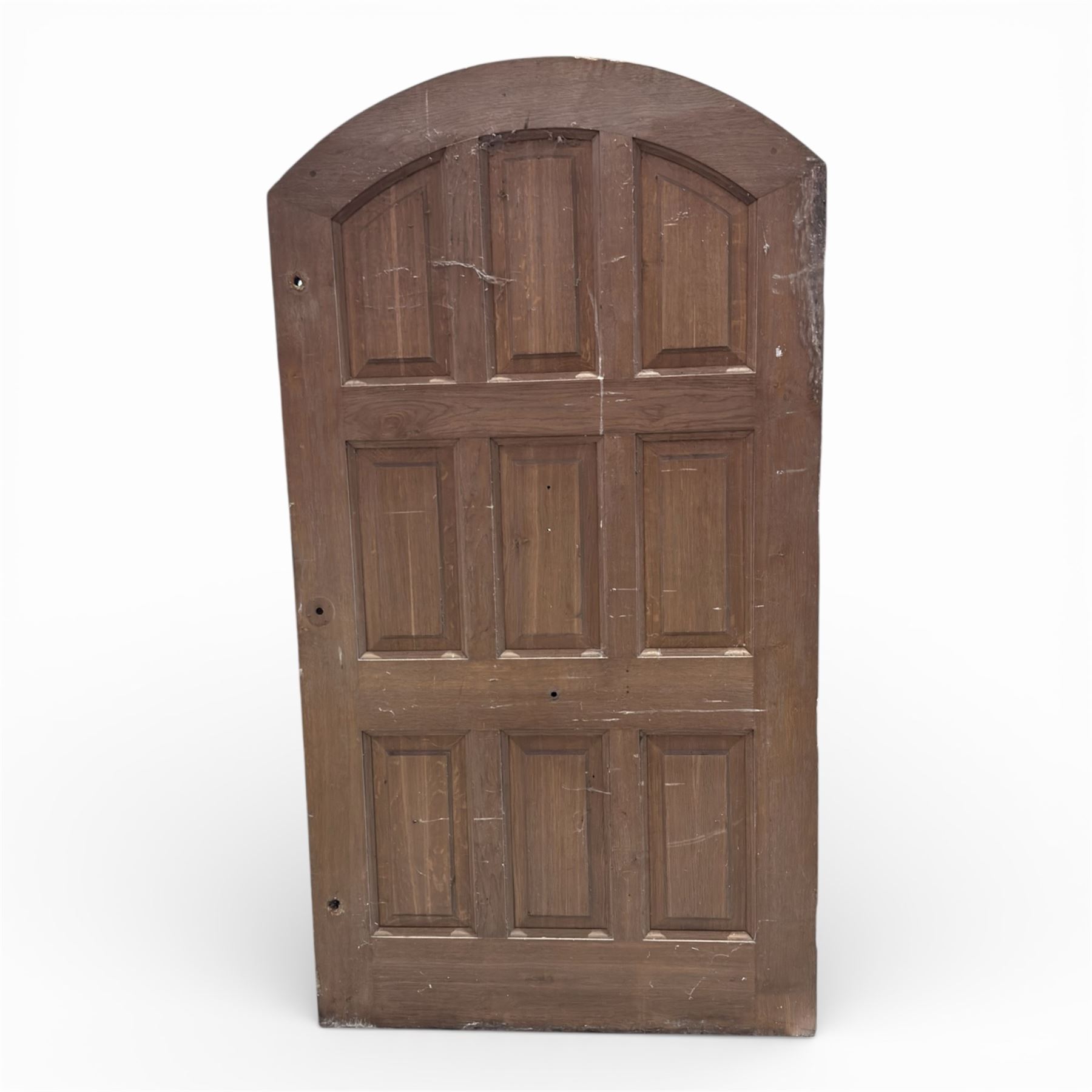 Oak nine-panel door with arched top