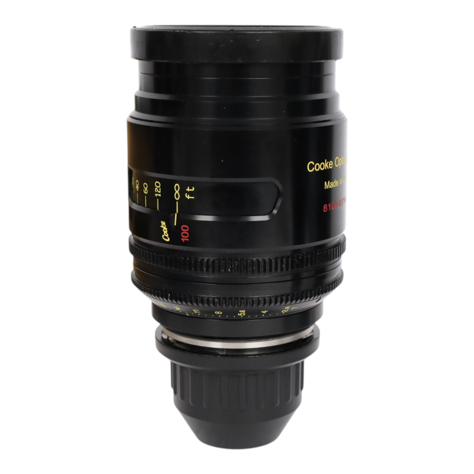 Cooke Mini S4/i 100mm T2.8 prime lens with PL mount, serial no. 8100-0714, with front and back lens caps