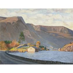 Erik W Gleave (British 1916-1995): Highland Lake Landscape, oil on board signed 55cm x 70cm