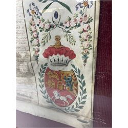 Large 18th century framed and glazed Indenture for King George III to George Rivers, Lord Rivers of Straths Saye, including frame H92.5cm L107.5cm