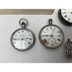 Pair of Georgian silver dress buttons, silver caddy spoon, silver fob medals, silver watches, set of six silver plated teaspoons, set of gilt buttons with ship design, etc