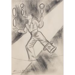 Dame Laura Knight (Staithes Group 1877-1970): The Tightrope Walker, pencil signed 28cm x 19cm