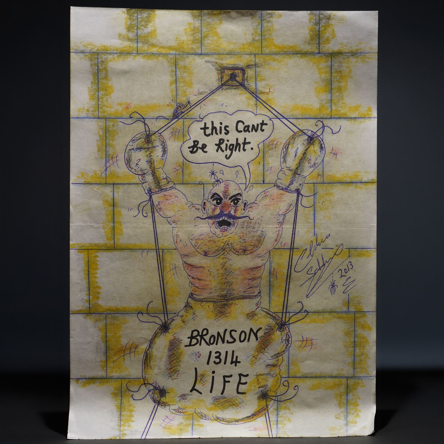 Charles Bronson (Charles Arthur Salvador) (British 1952-): A comprehensive collection of five hundred mixed media works executed between 2000 and 2025. Produced during the artist’s long-term incarceration, the works are primarily in ink, coloured pencil and mixed media on paper. The collection includes multiple formats: A5 (15 works), A4 (308 works), A3 (164 works) and A2 (13 works). Some are signed and dated; a number are executed on the reverse of official prison documents and other repurposed materials, reflecting the limited availability of art materials within the prison environment. This collection represents the largest body of the artist’s work to be offered as a single lot and has not previously been available on the market. (500) (unframed)

Notes: Dated examples span the period from 2000 to 2025, with the greatest concentration produced between 2012 and 2019 and including a group of recent large-scale works from the final years of the period; approximately twenty percent are undated.