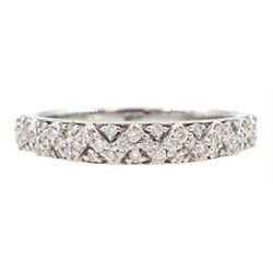 18ct white gold round brilliant cut diamond half eternity ring by Damas, stamped 750