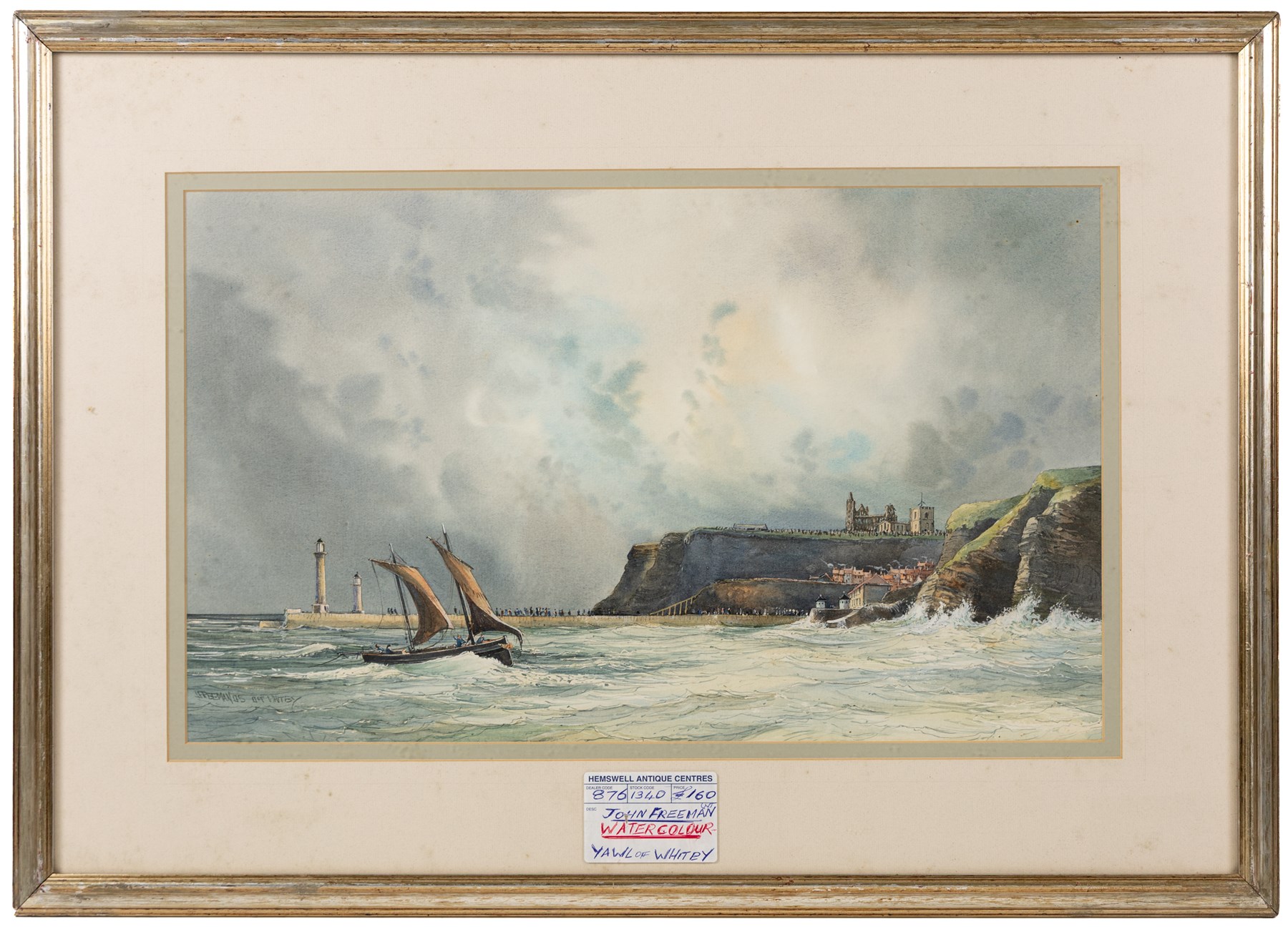 John Freeman (British 1942-): 'Off Whitby', watercolour signed titled and dated '05, 31.5cm x 52.5cm