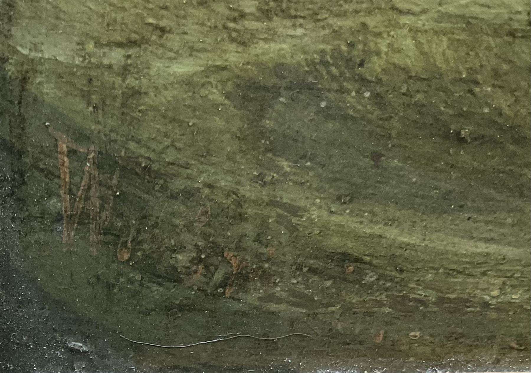 William Griffin of Hull (British fl.1837-1883): 'Whaling Ships Jane and Harmony off the Port of Hull with Holy Trinity Church in the distance', oil on panel signed and indistinctly dated 1837 l.l., labelled verso with history of ships 50cm x 79cm
Provenance: private collection purchased Christies 26th May 2004 Lot 603; with Colin Denny Ltd. Specialists in marine works of Art, Chelsea Green, London; probably painted to celebrate the end of the Jane's whaling career and the survival of both vessels from the severe conditions of the 1836 season where the 'Middleton' was wrecked, the 'Jane' was known as a Bethel ship having frequent religious services on board conducted the mate/preacher Stephen Wilson. Illustrated in Marine Painting in Hull Through Three Centuries' by Arthur Credland pub. Hull City Museums 1993, pp. 168