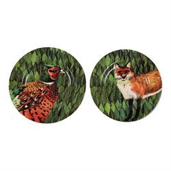 Pair of Emma Bridgewater plates, Birds and Leaves pattern and Fox and Leaves pattern, D22cm