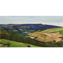 Clothylde Vergnes (French/British Contemporary): 'Moortop VIIII' - Near the Hole of Horcum, oil on canvas signed with monogram and dated 2007, titled verso 40cm x 80cm (unframed)