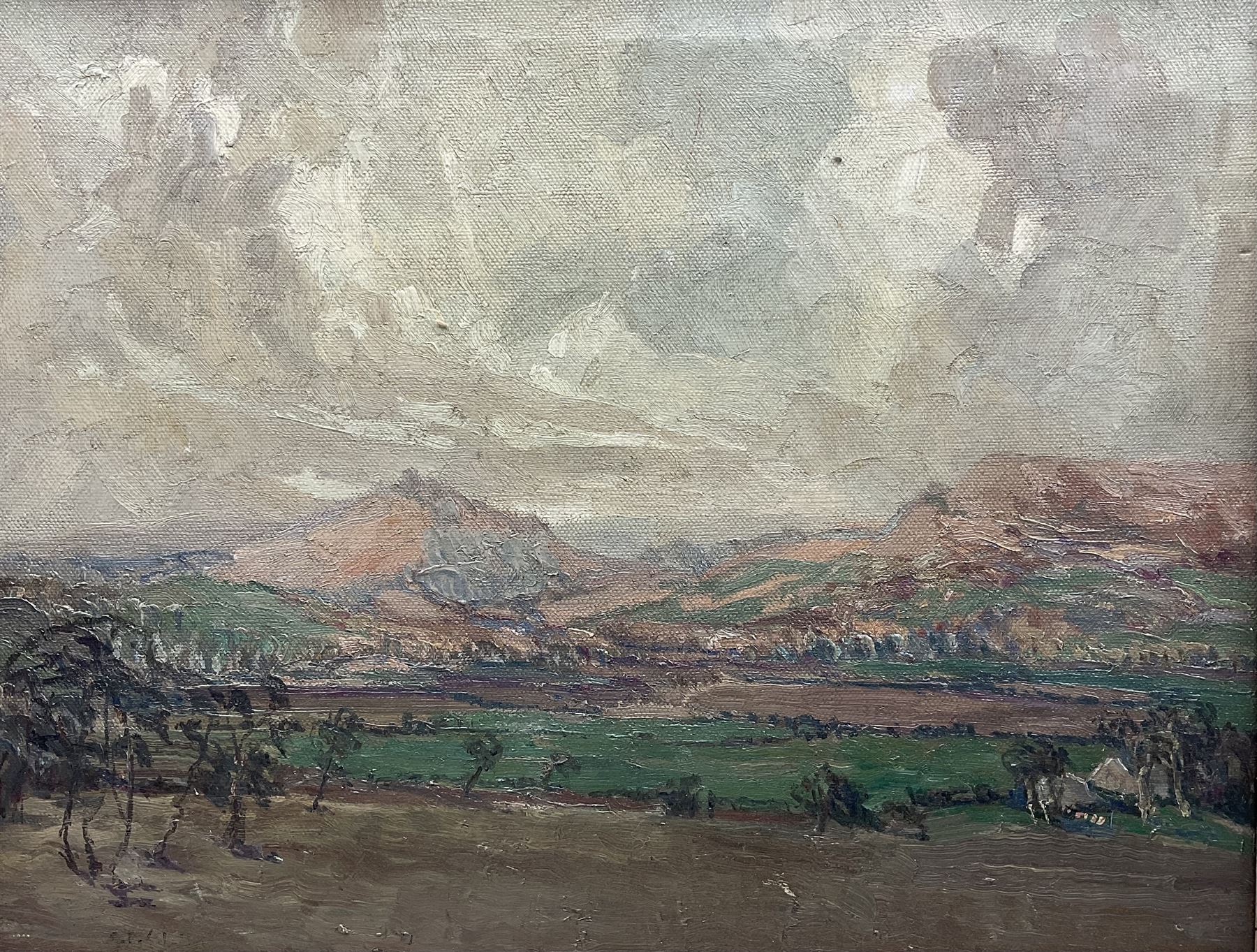 Amy E Antill (British Early 20th Century): View towards a Valley, oil on canvas indistinctly signed, inscribed in a later hand and with Bradford Arts Club label verso 42cm x 54cm
Notes: Antill was reputedly a pupil of Kershaw Schofield.