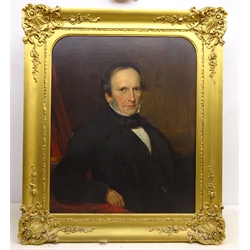  Joseph Francis Walker (British 1831-1906): Seated Portrait of a Gentleman, oil on canvas 74cm x 61cm in ornate gilt frame  Providence: Originally from The New Hall, Hedon, East Yorkshire  