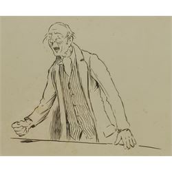 Cecil Aldin (British 1870-1935): 'What Iver ye do, Always Cast Forrard for a Fox' - Gentleman Making a Speech, pen and ink unsigned, titled and inscribed 'Chap LXVIII' in pencil 23cm x 19cm 
Provenance: purchased by the vendor from Cumbria Auction Rooms 14th May 1990, lot 433, where part of a collection of fifteen then-unmounted Aldin book illustrations