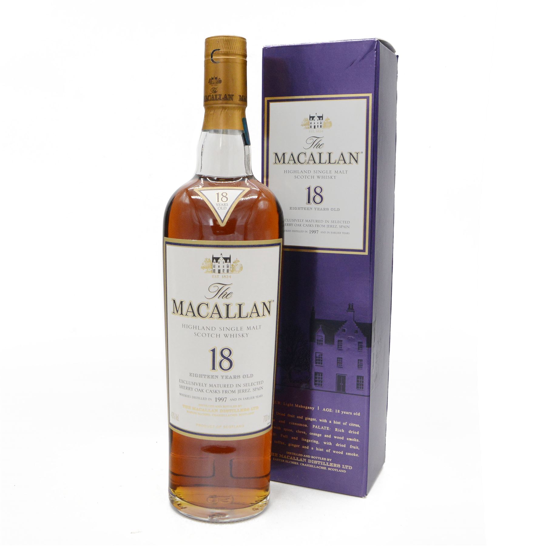 MacAllan 18 year old single malt Scotch whisky, 700ml, 43% vol, boxed