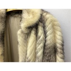 Saga mink full length fur coat, with chevron patterning to sleeves and body, with label to lined interior, approx size 12