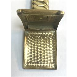 Swiss early 20th century 9ct gold manual wind Jump Hour wristwatch watch, Glasgow import marks 1932, on expanding gilt strap