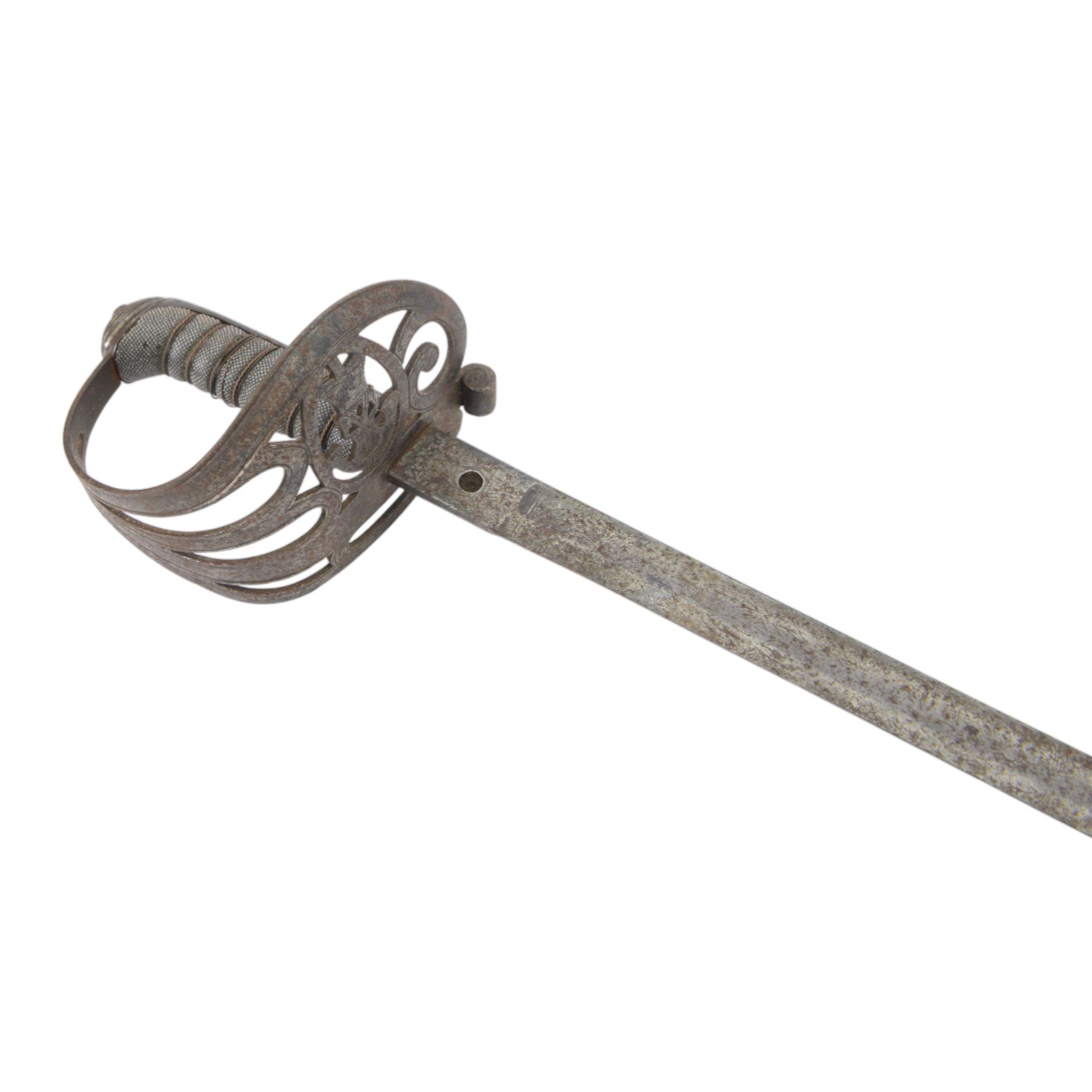 Victorian Rifle Regiment officer's sword,  1827 pattern, with 78cm steel blade, wirebound fishskin grip, overall L92cm