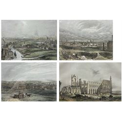 George Hawkins (British 1819-1852) after William Richardson (British fl.1842-1877): 'Whitby Abbey Church Yorkshire from the South West', lithograph with hand colour 30cm x 48cm; After Henry Warren (British 1794-1879): 'Leeds' 'Bradford' and 'Hull', set three engravings with hand colour 14cm x 19cm (4)