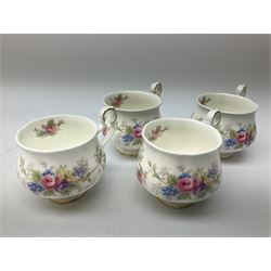Royal Albert Colleen pattern tea ware comprising teapot, milk jug, sucrier, four cups and six saucers